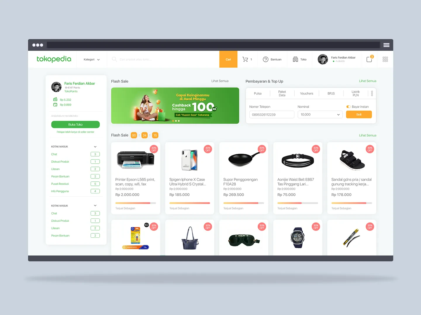 Tokopedia website screenshot