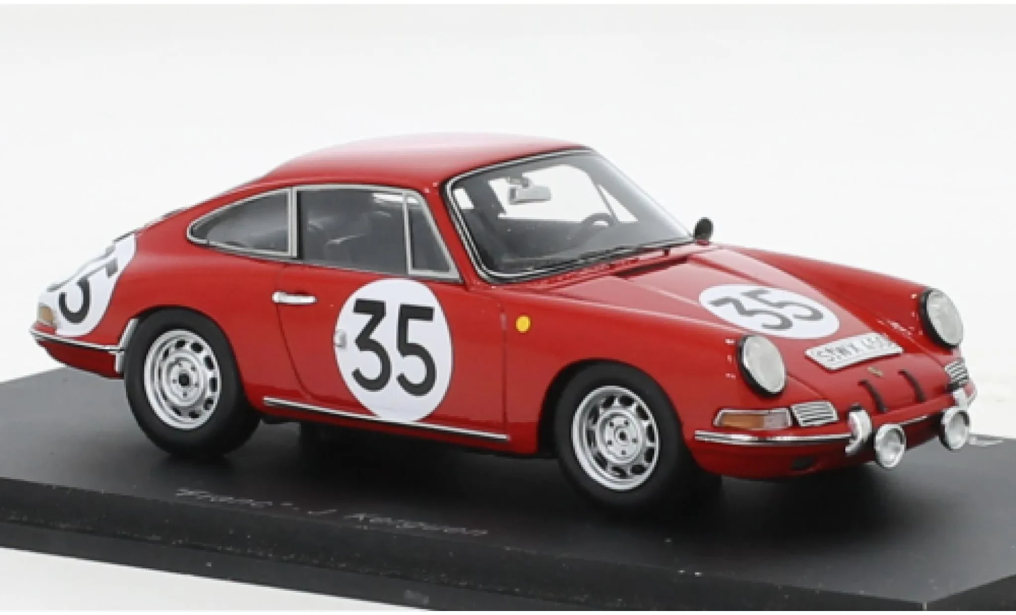 Porsche 911 Le Mans 1966 diecast model in display case