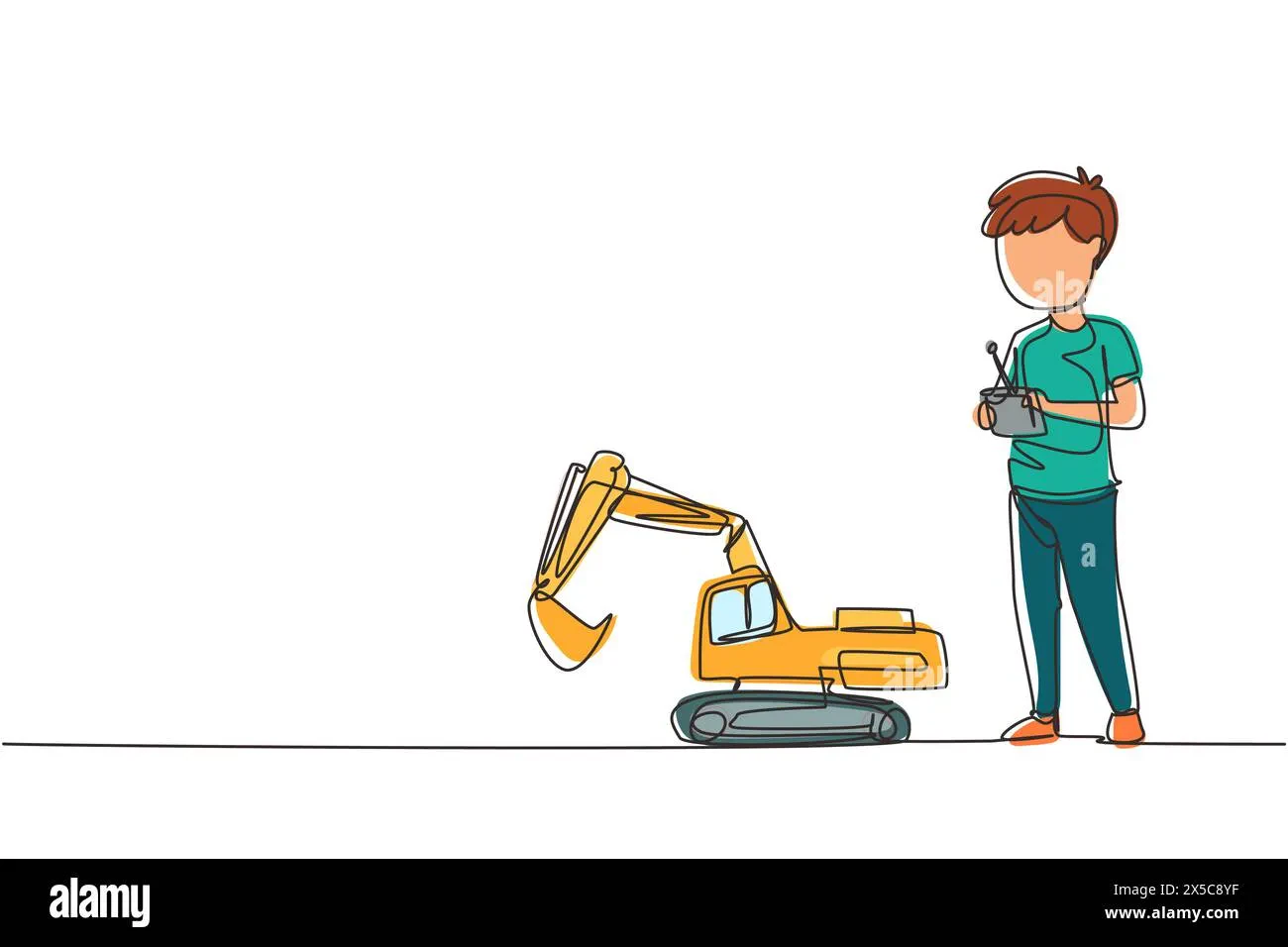 Child Playing with RC Excavator