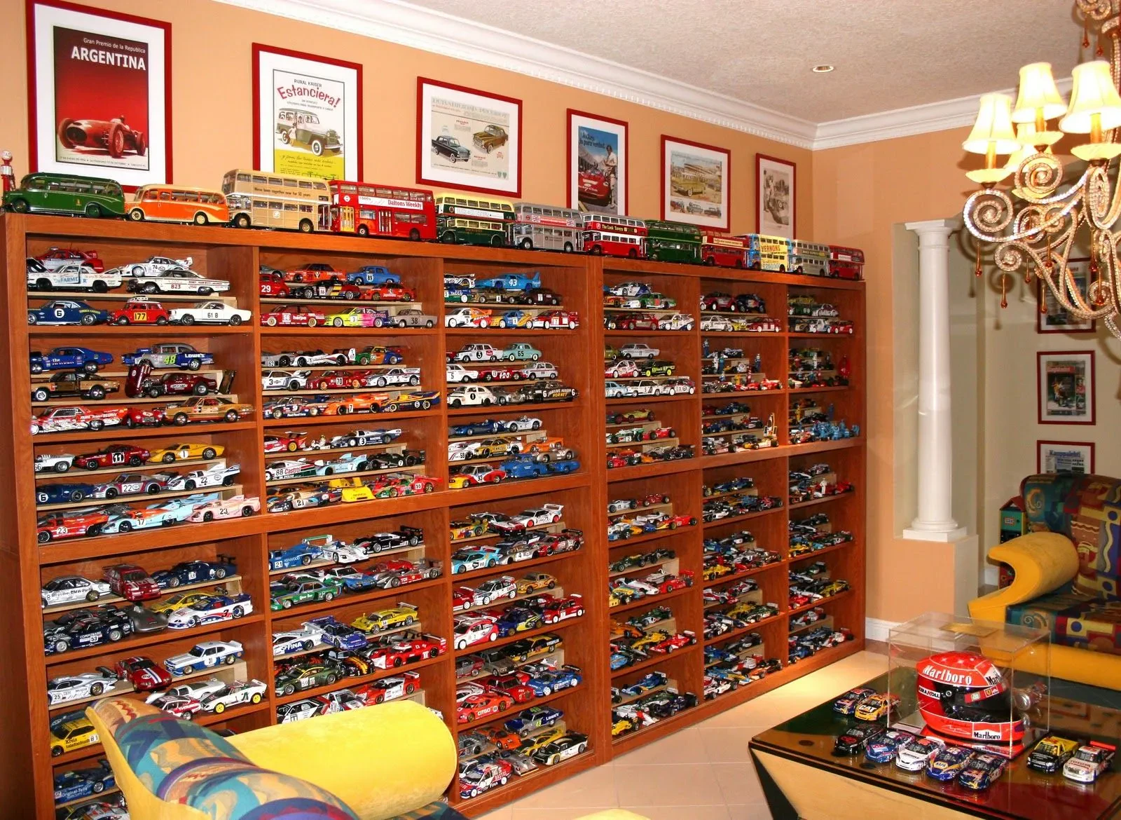 Diecast car collection on display
