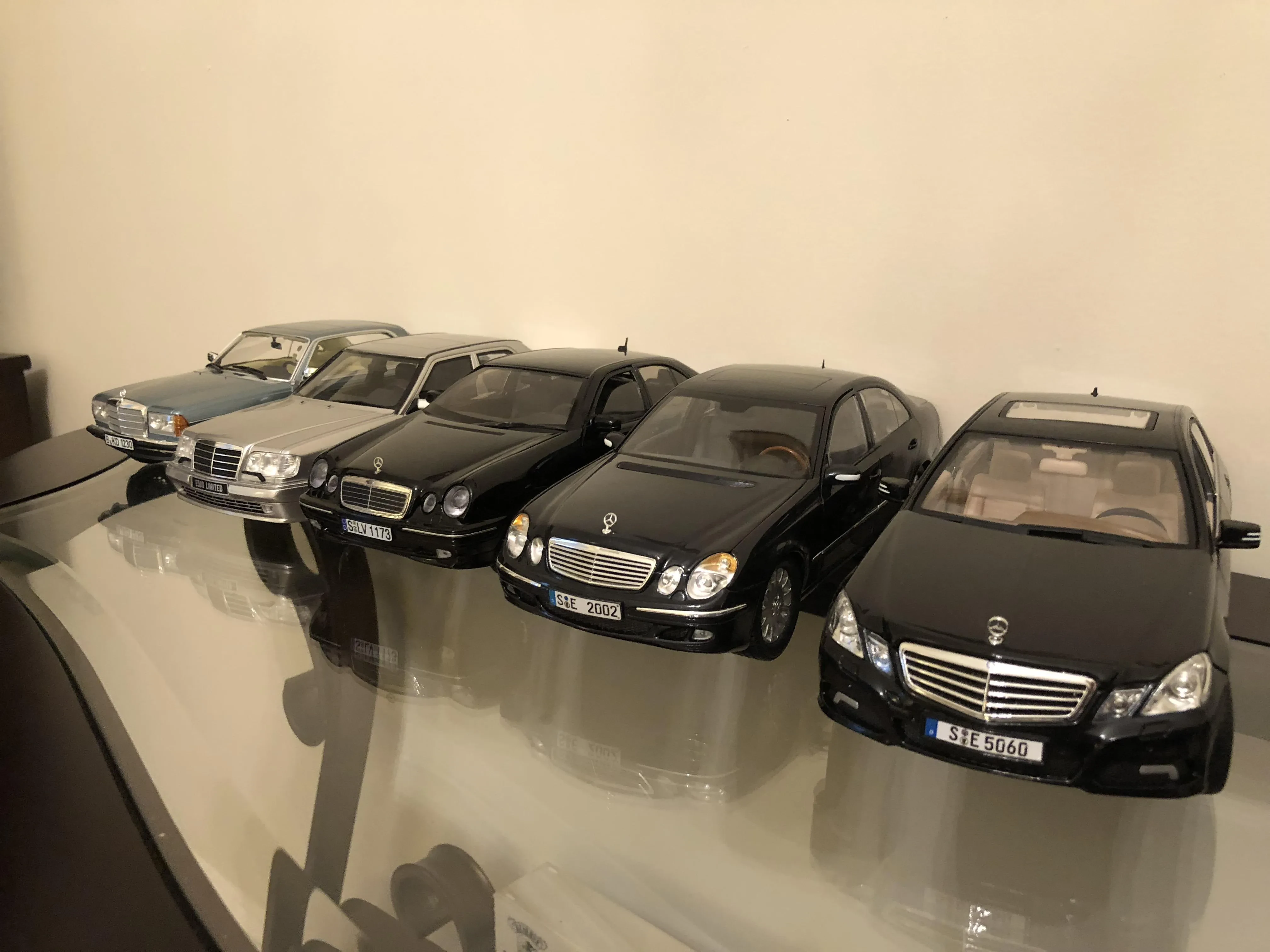 Collection of Mercedes E350 diecast models