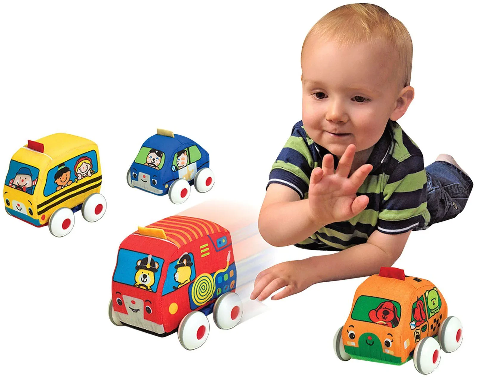 Child playing with pull back cars