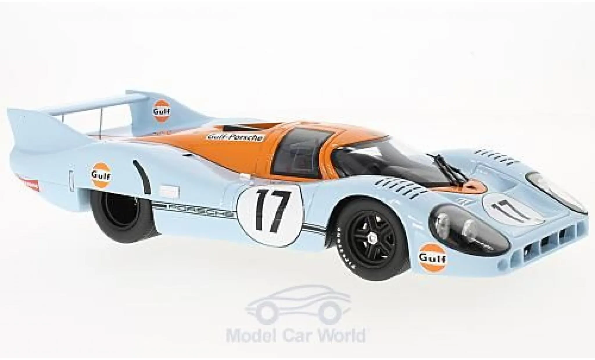 Different versions of Gulf Porsche 917 diecast models