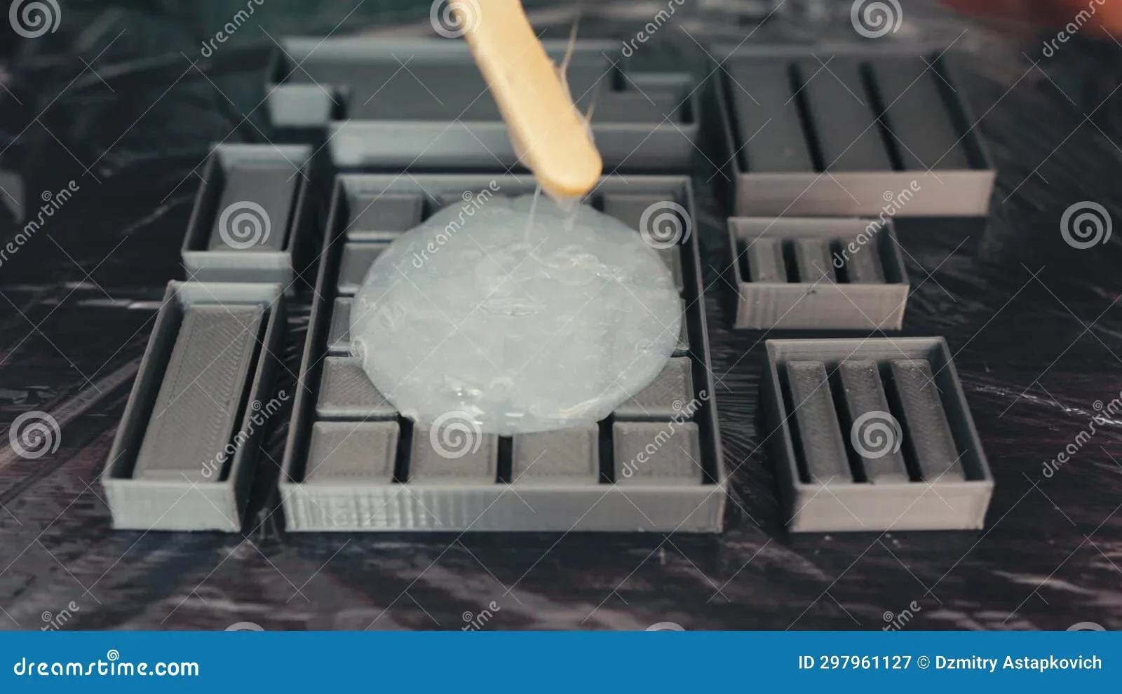 pouring silicone into mold