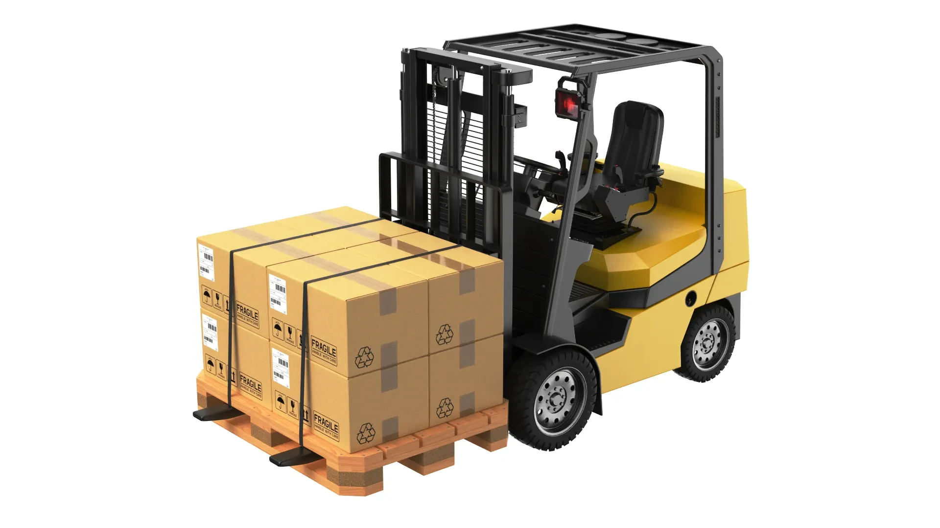 Close-up of a detailed forklift diecast model