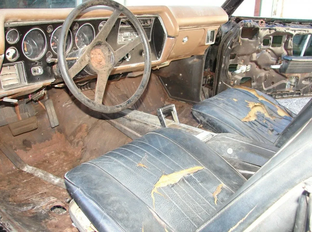 Close up of diecast 1972 Chevelle interior