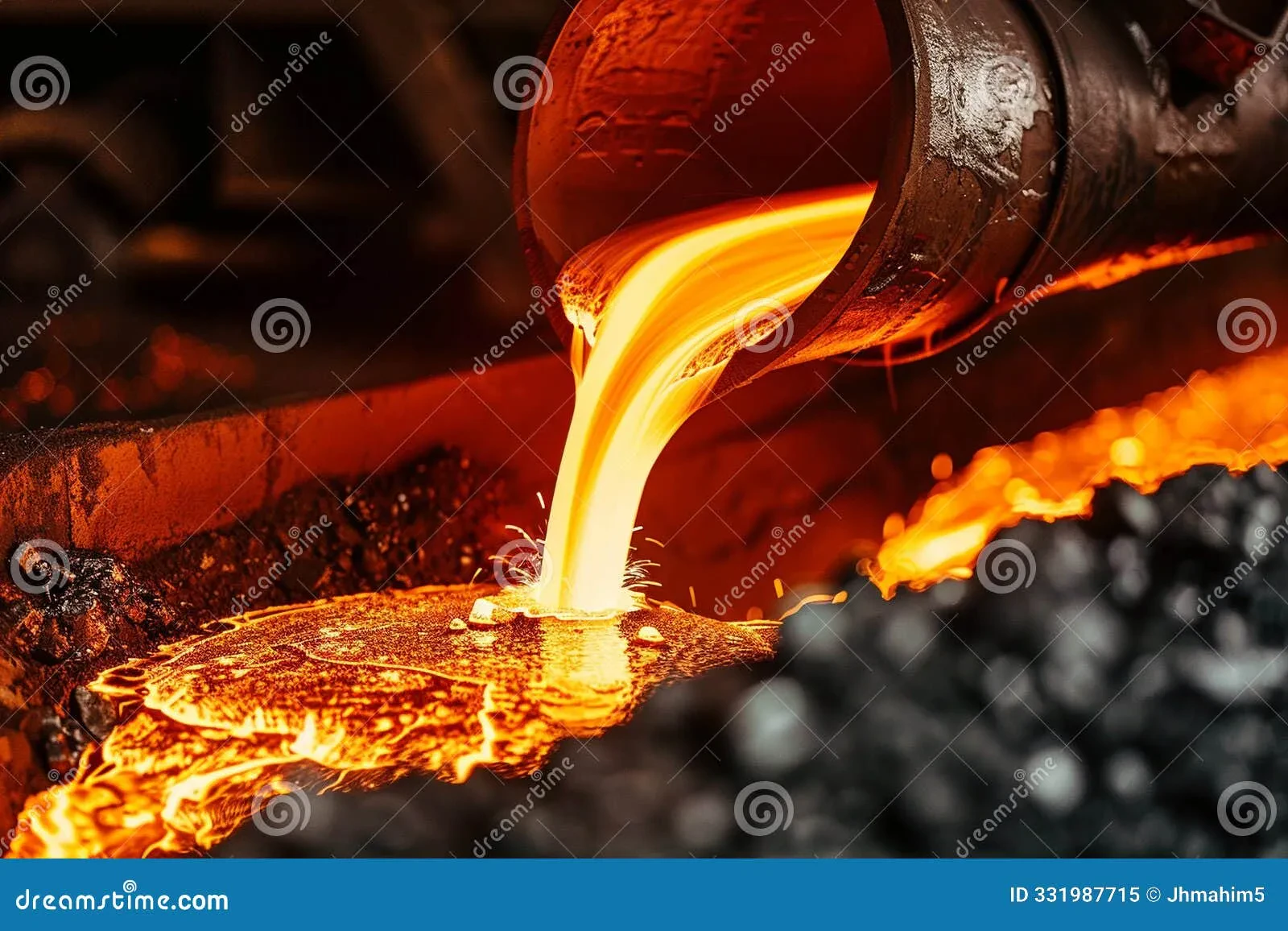 Molten metal pouring into mold